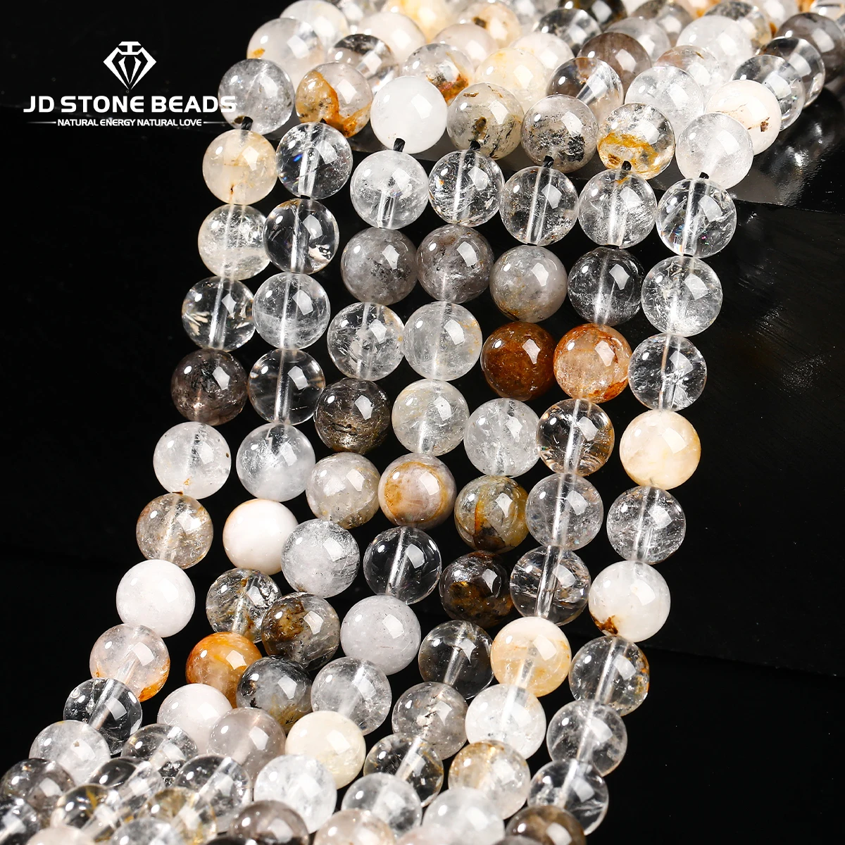 

Genuine Natural Stone Herkimer Quartz Bead Round Loose Spacer Gemstone Bead For Jewelry Making DIY Necklace Bracelets Accessory