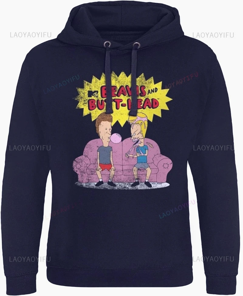 سترة Beavis and Butt-Head مرخصة رسميًا بقلنسوة ملحمية Beavis and Butthead ملابس مضحكة قميص حراري برسومات جرافيك
