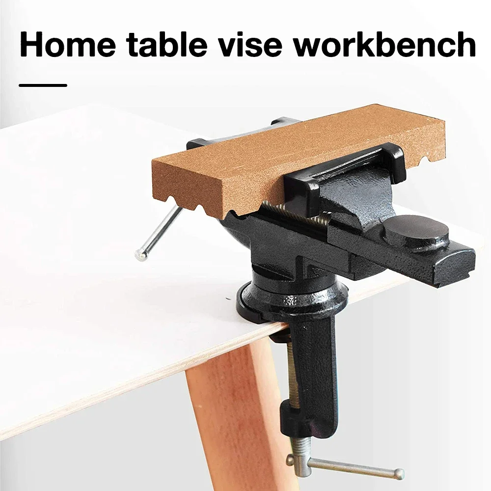 Universal Table Vise Multi-functional Portable 360° Swivel Base Clamp On Vice/Table Vise For Woodworking, Cutting Conduit, Dril