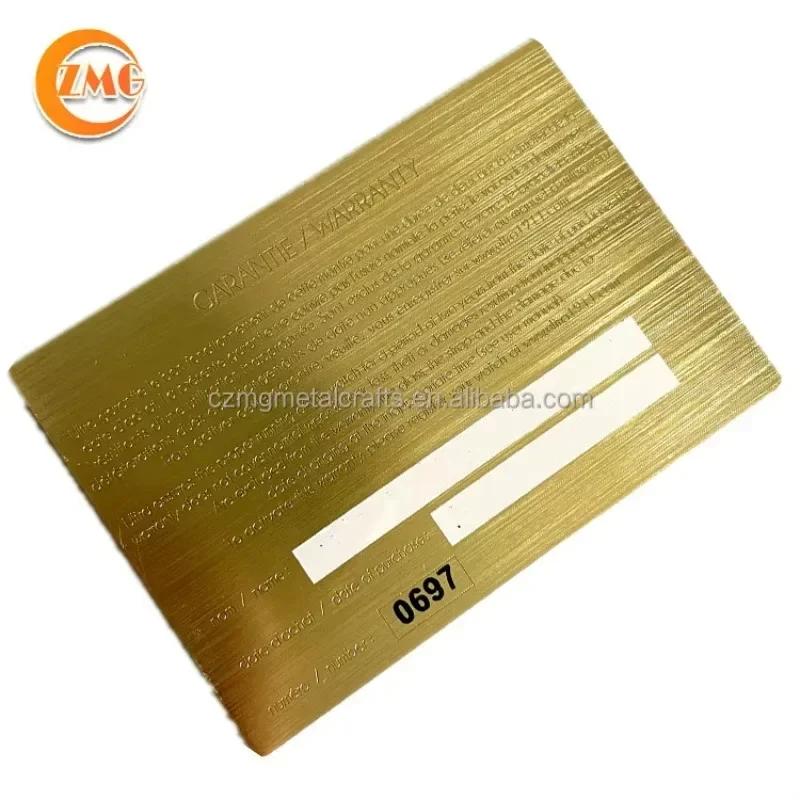 

Индивидуальная высококачественная твердая латунь с гравировкой и бронзовой отделкой, металлическая гарантийная карта