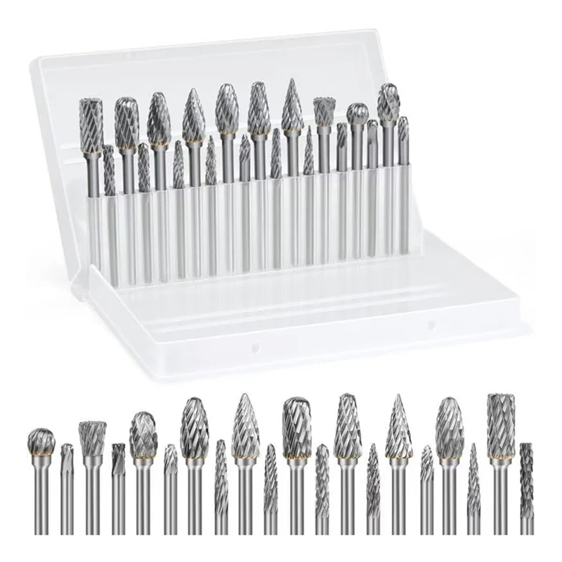 

B03C-Набор твердосплавных заусенцев, 1/8-дюймовый хвостовик, шлифовальный станок, вращающийся инструмент, рашпиль, аксессуары для деревообработки, сверления, резьбы, гравировки