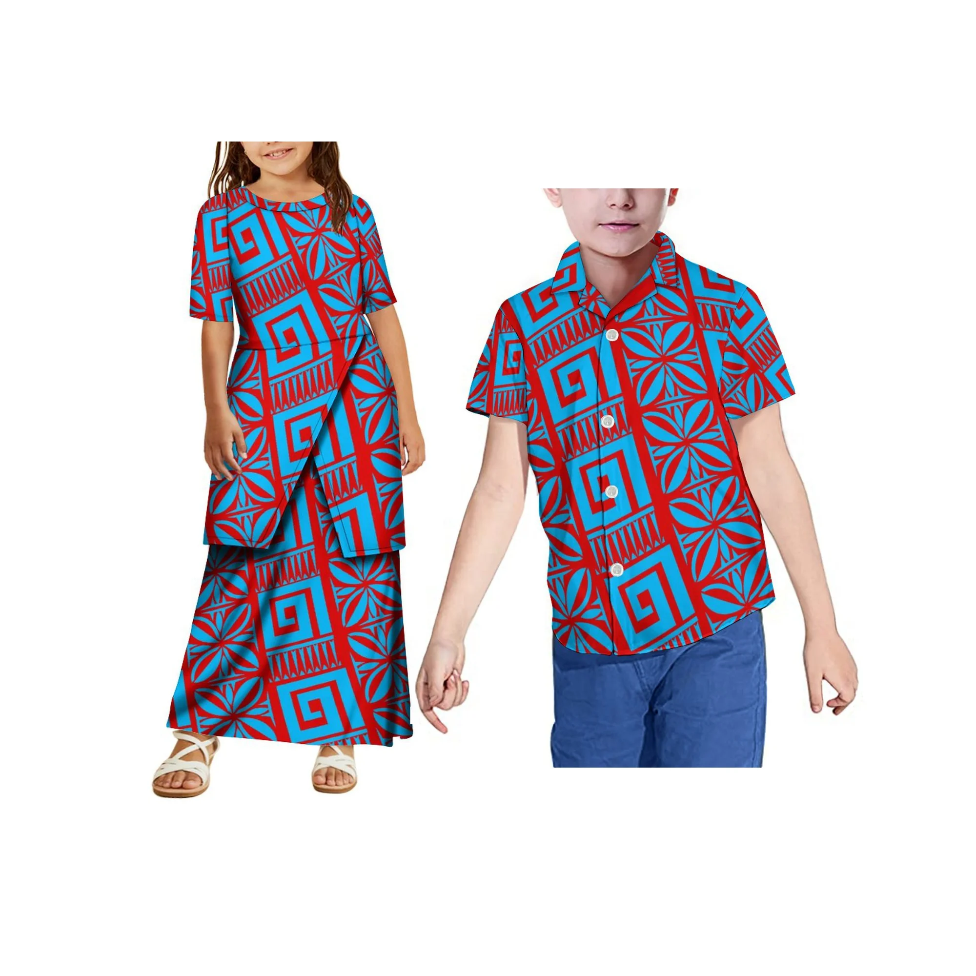 Polynesia Kinderkleid Mädchen Partykleid Kinderkleidung Sommer Neues Puleyasi Mädchen Kurzarm Blumenmädchenkleid