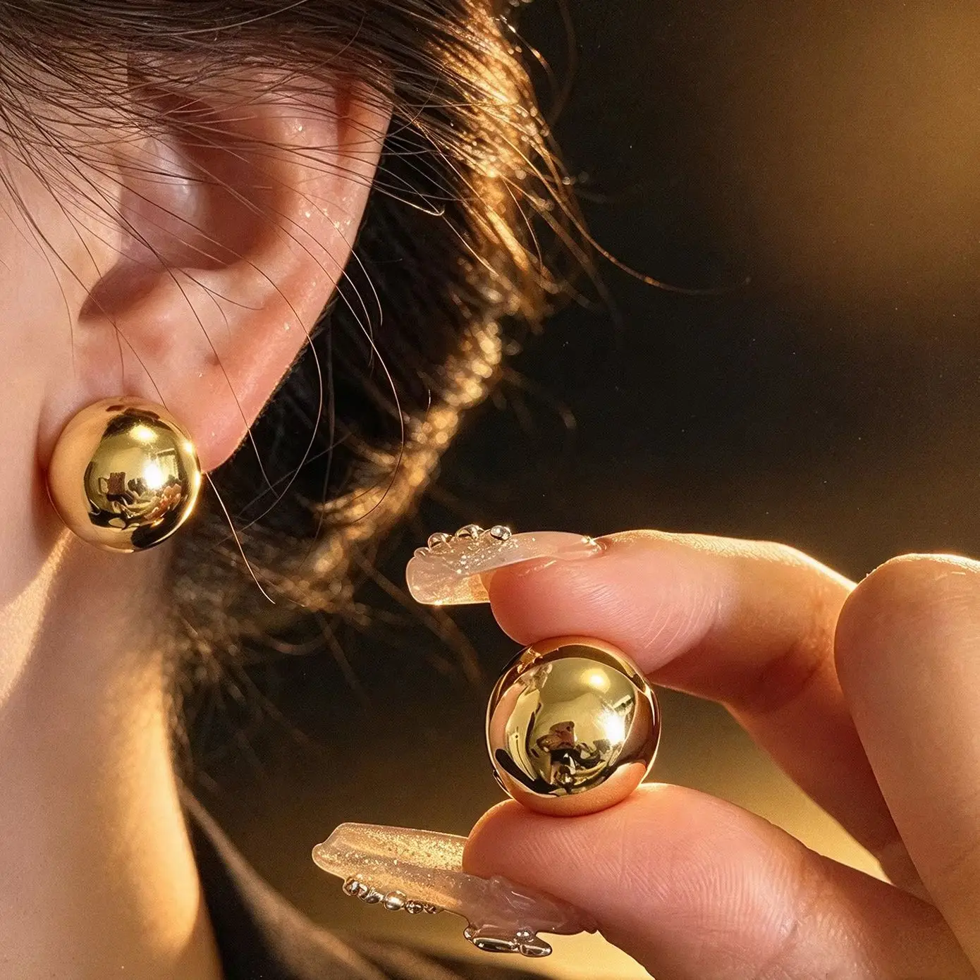 Women Minimalist Round Ball Huggie Earrings Gold Color Stainless Steel Smooth Sphere Buckle Hoop Earrings Daily Party Jewelry