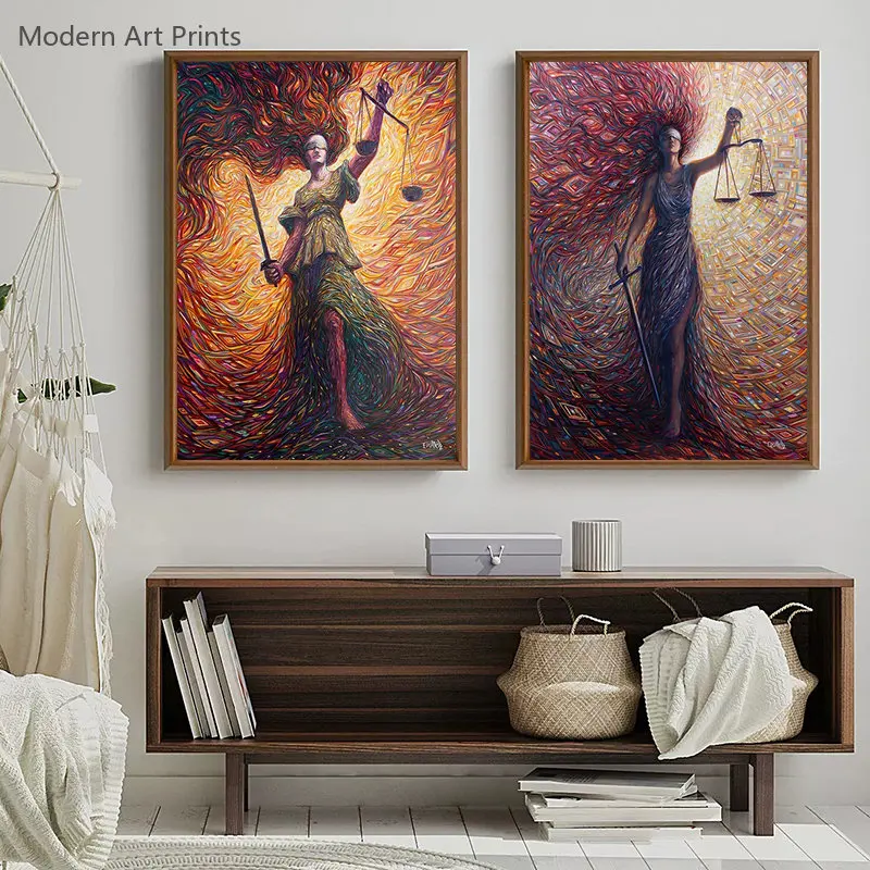 Abstract Art Goddess of Justice Lawyer Posters Canvas Painting Vintage Print Pictures Modern Living Room Law Student Gifts Decor