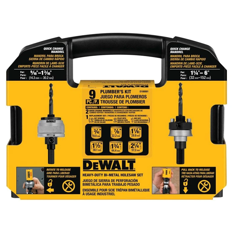 DEWALT D180001 Bi-Metal Hole Saw Kit Cutting Increases Cycles Anti-Warping High Hardness Tool Accessories