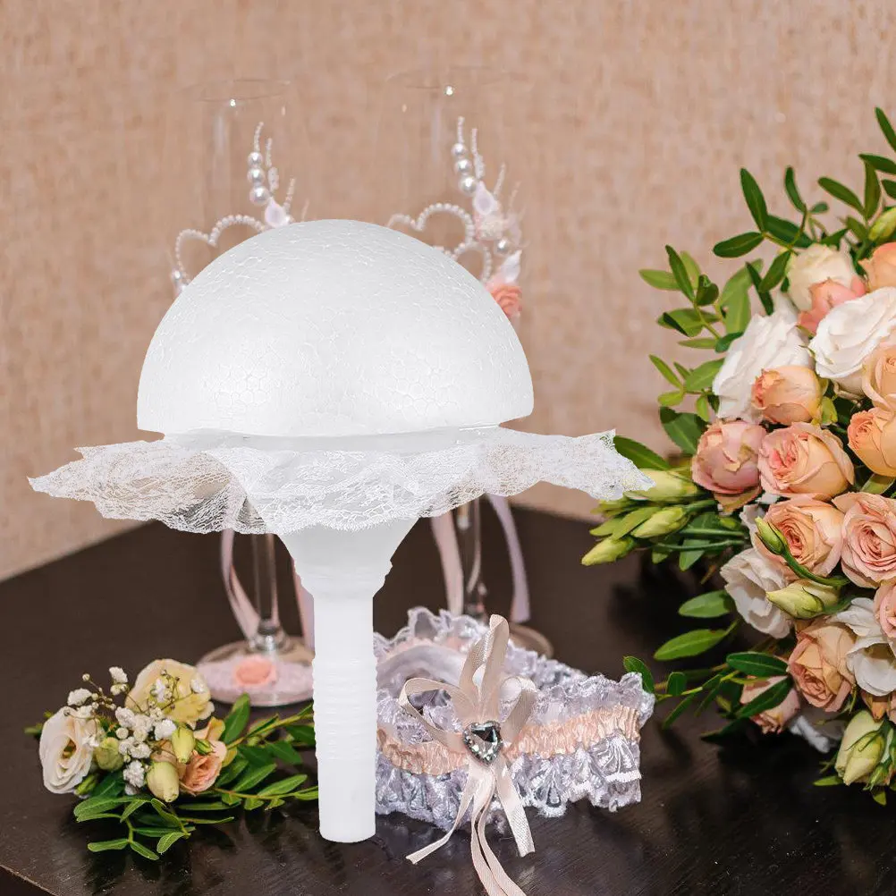 

Набор: Держатель для свадебного букета, полусферический из пенопласта, с кружевной ручкой, для цветочных композиций, свадебные принадлежности, декор для самостоятельного оформления, ручка для свадебных букетов