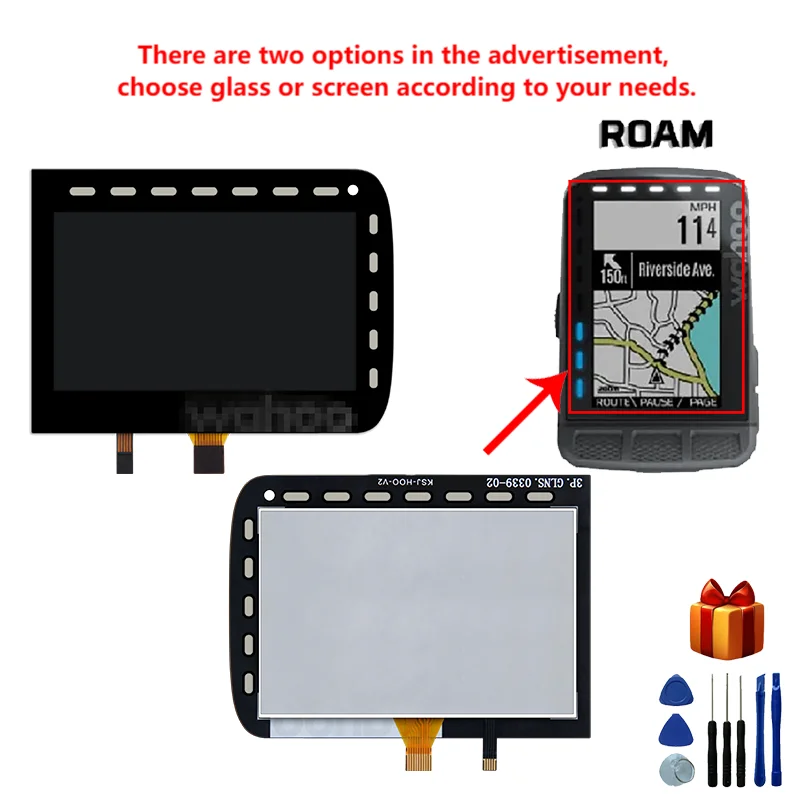 For WAHOO ELEMNT ROAM (WFCC4) computer bicycle road bike mountain bike GPS screen LCD repair replace(Choose glass or screen)