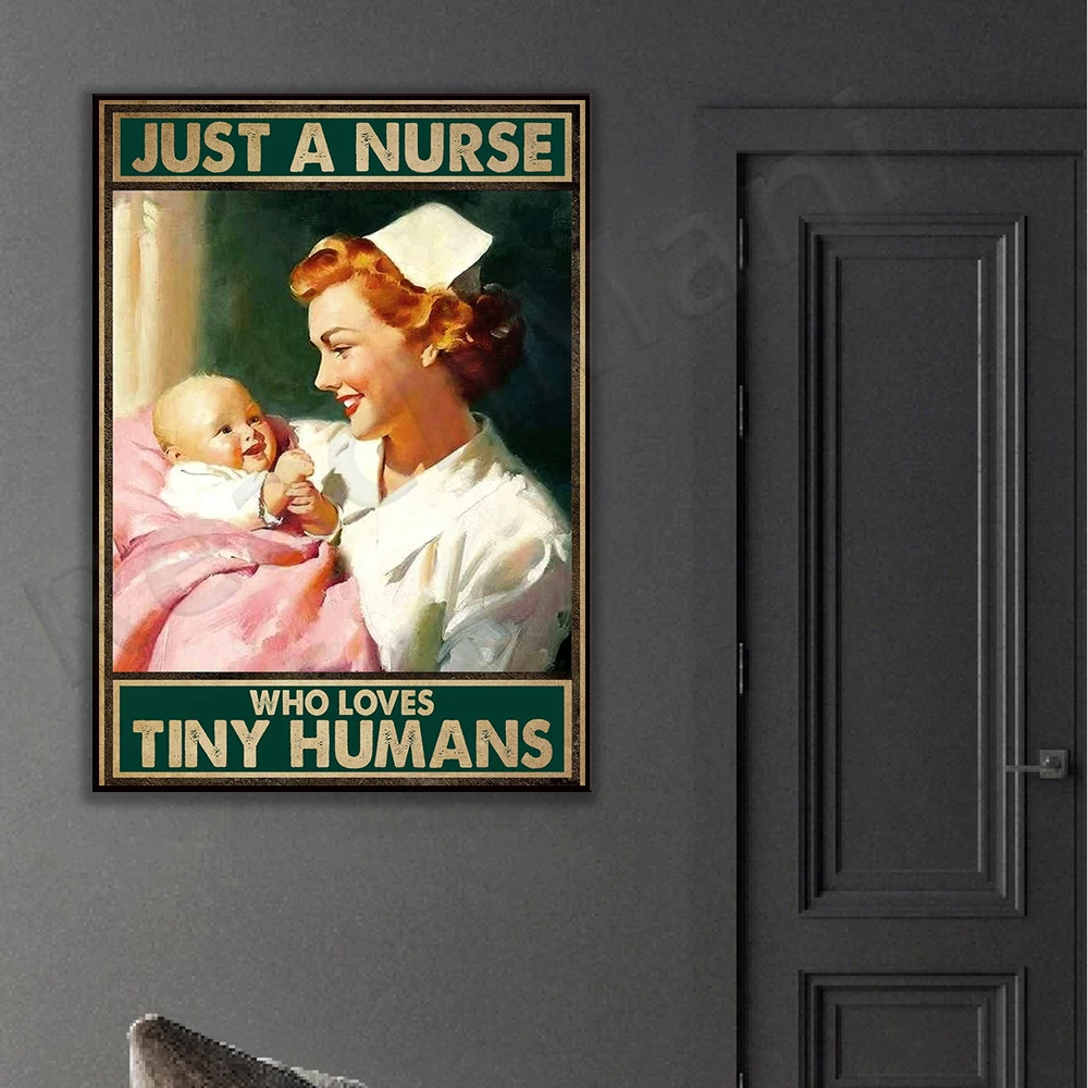 Nursing Nurse Poster Midwife Gift Just a Nurse Who Loves Tiny Humans Poster Wall Art Print Home Living Decor Poster