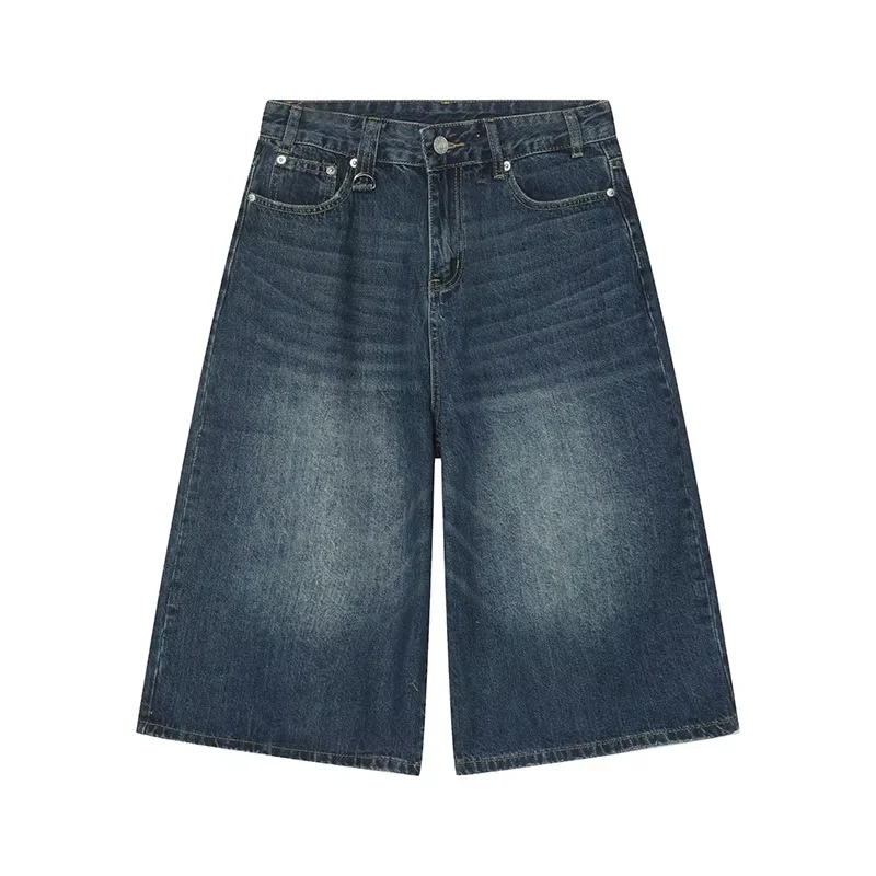Men's Jeans American Style Vintage Loose Fit Wide Leg Straight Leg Denim Shorts Fashion Design Summer Y2k Gothic Washed Shorts
