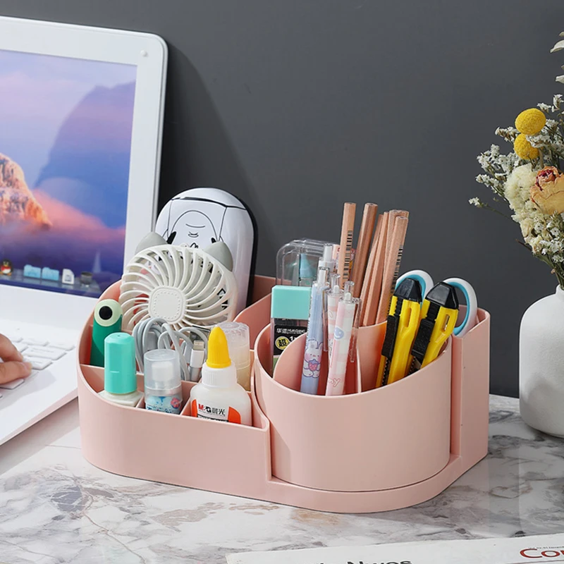 

Вращающийся органайзер для макияжа большой емкости с держателем для ручек, ящик для хранения косметики, настольный многофункциональный роскошный аксессуар для ювелирных изделий