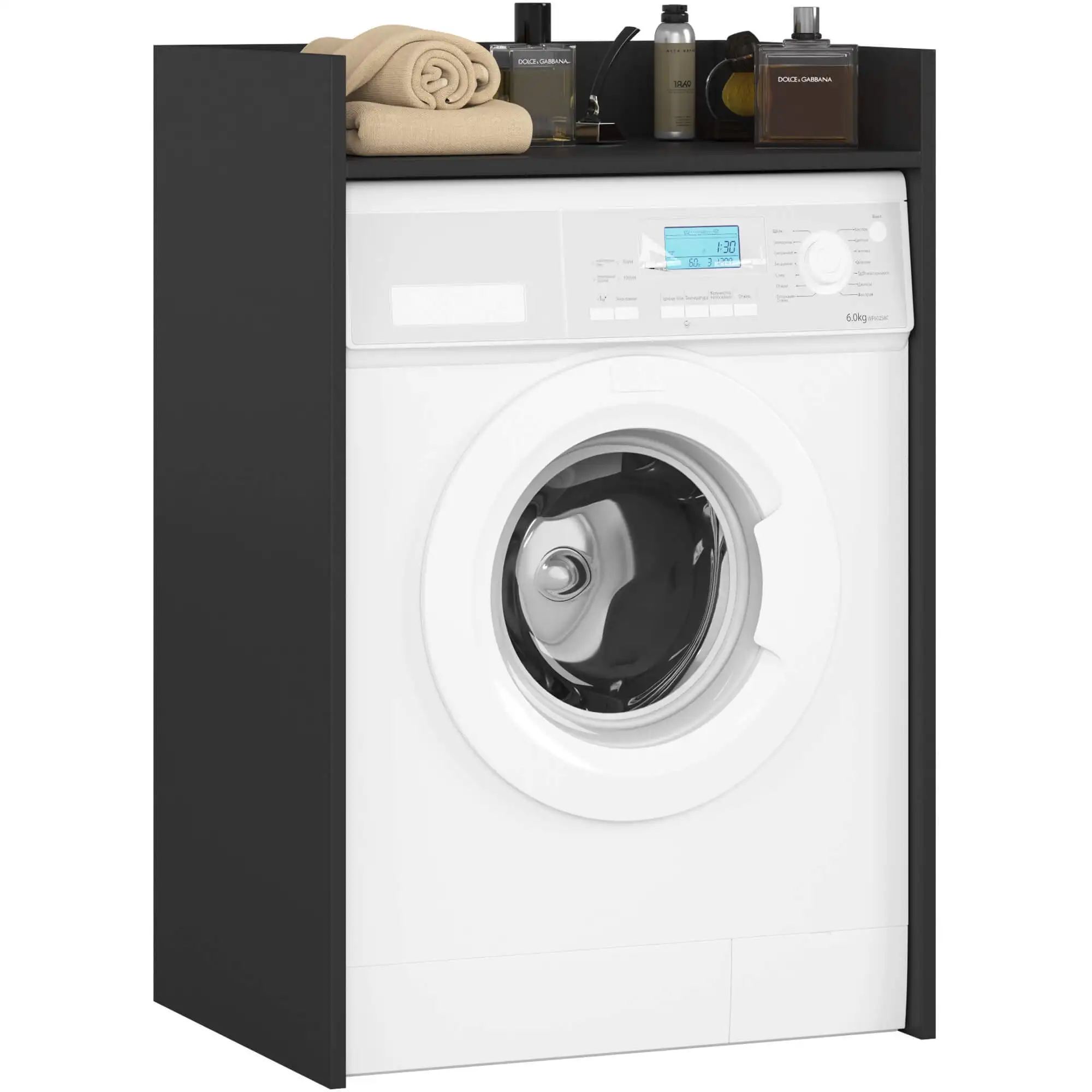 AKORD FIN wasmachinekast Zwart 64 cm 1 plank 64x50x98 cm
