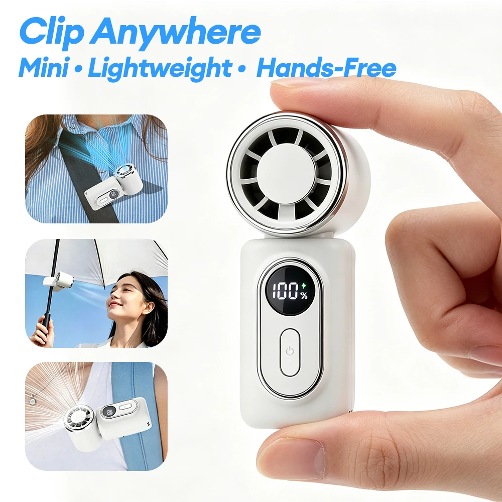 Draagbare mini handventilator met clip en 5 snelheden_voghion.com