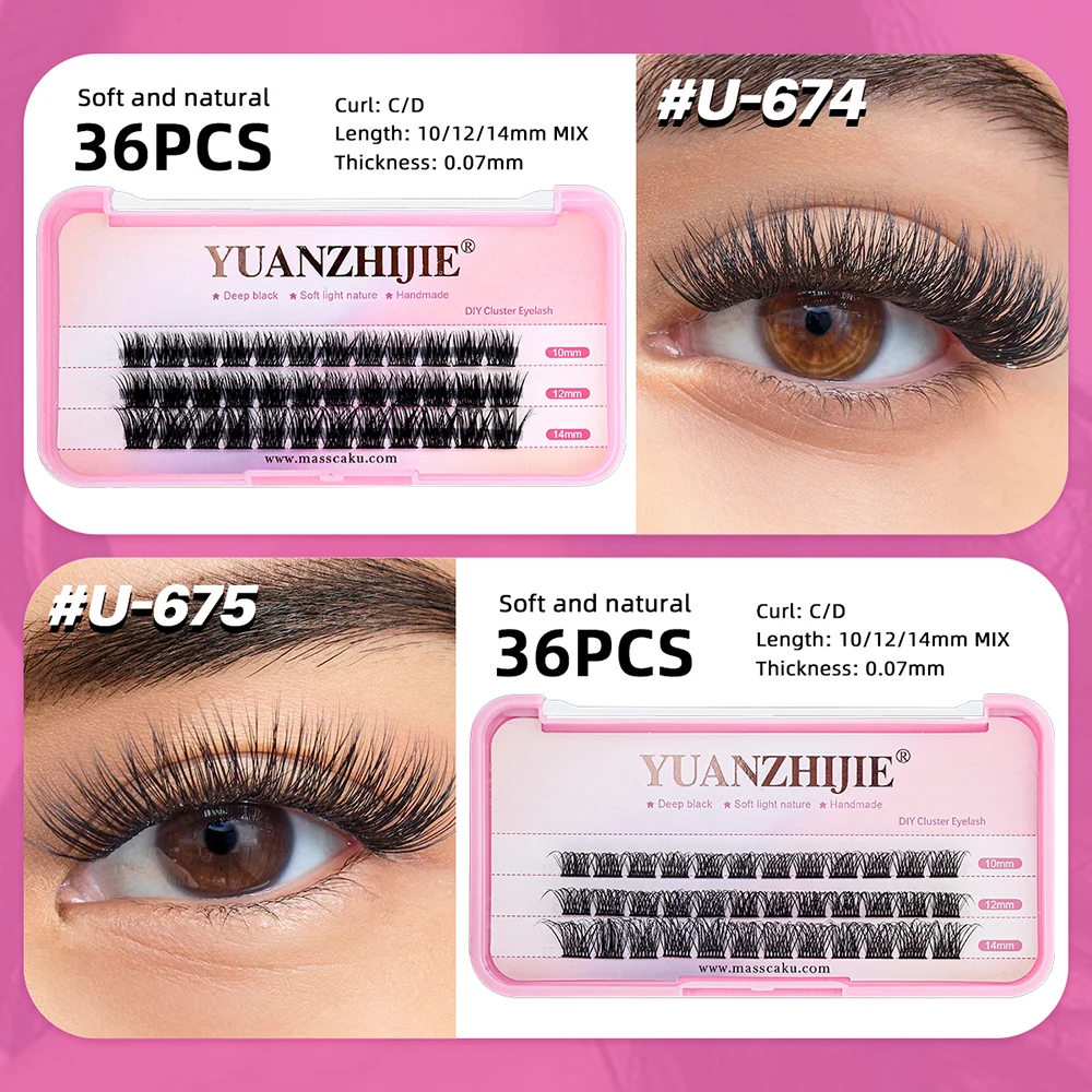 Wholesale YUANZHIJIE 10/12/14mm Mix Length 3D Effect Segmented Eyelashes Individual Multi-texture Russian Volume Lashes in Stock