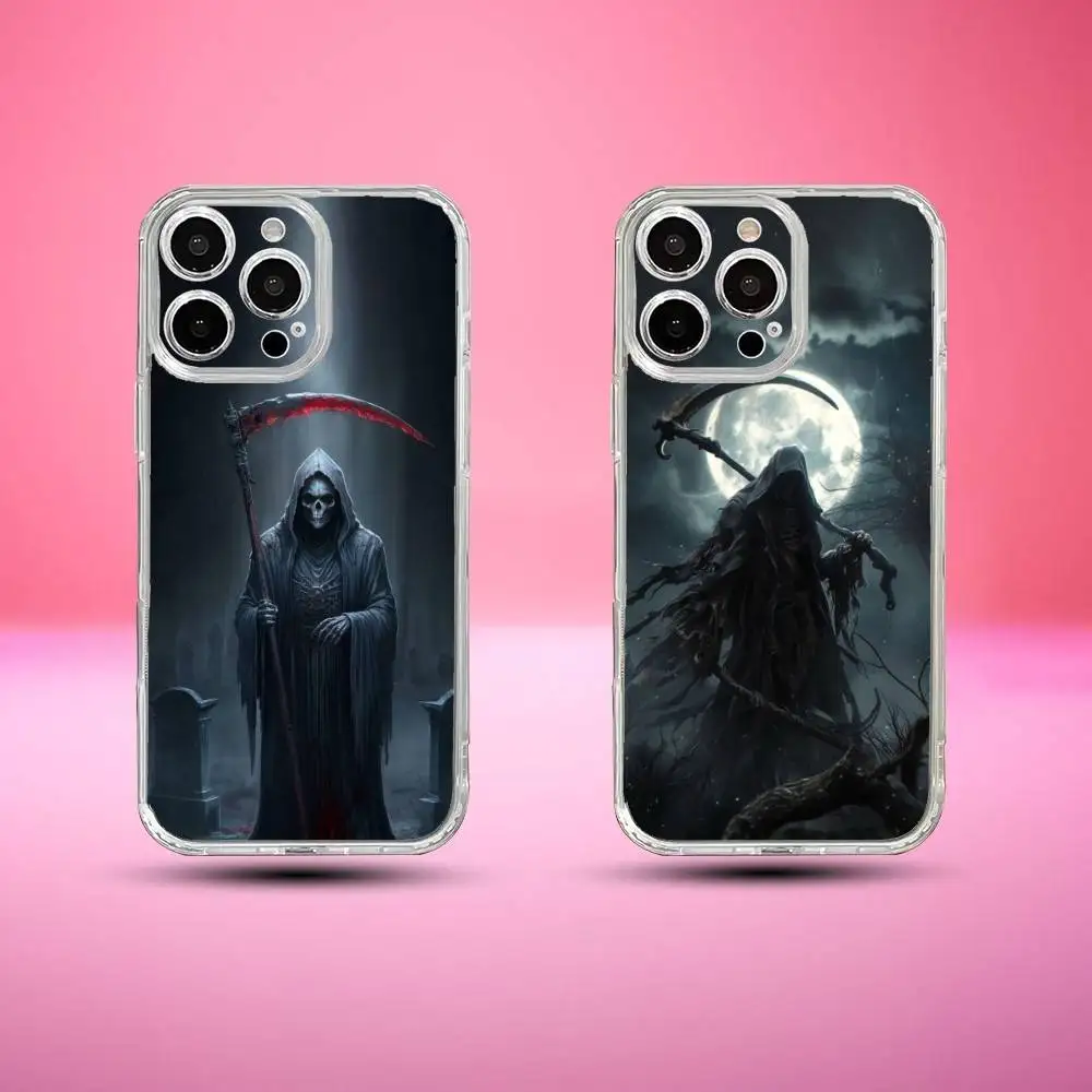 

Чехол для телефона Death Grim Reaper с черепом для iPhone 17,16,15,14,13,12,11 Plus, мягкий прозрачный чехол Pro Max