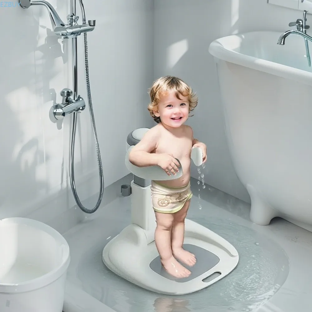 Baby Standing Bath Adjustable Kids Shower Handle Stand Bathroom Infants Standing Bathtub Folding Kids Secure Holder Support Bath