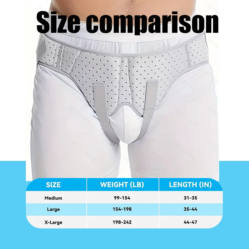 Cinturón para hernia de grado médico especializado bilateral: almohadillas de soporte inguinal de compresión suave, ligeras, transpirables y direccionadas