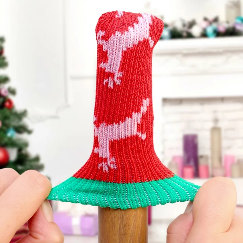 2/20PCS Christmas Foot Protection Covers Elf Desk Leg Covers Pet Socks Anti Slip Foot Cover Chair Dining Table Legs Xmas Supply