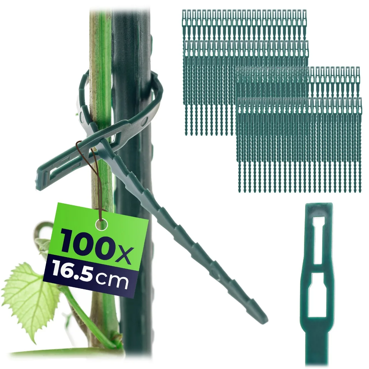 KADAX Flexibele plantenbanden, tuinspuitklemmen Groene klemmen Planten Tritties 16,5 cm, 100 stuks