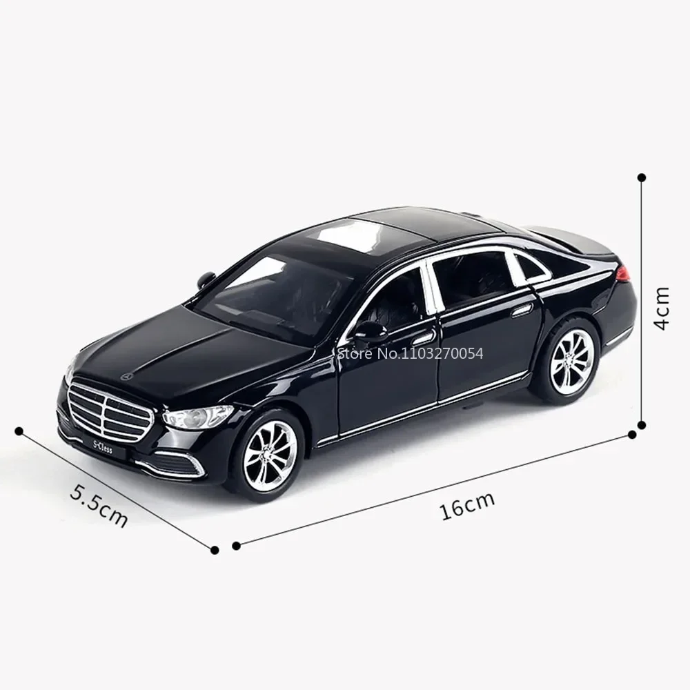 1:32 Scale Benz S400L Alloy Diecast Car Model Toy 6 Doors Opend with Sound Light Pull Back Miniature Toys Boys Collection Gifts