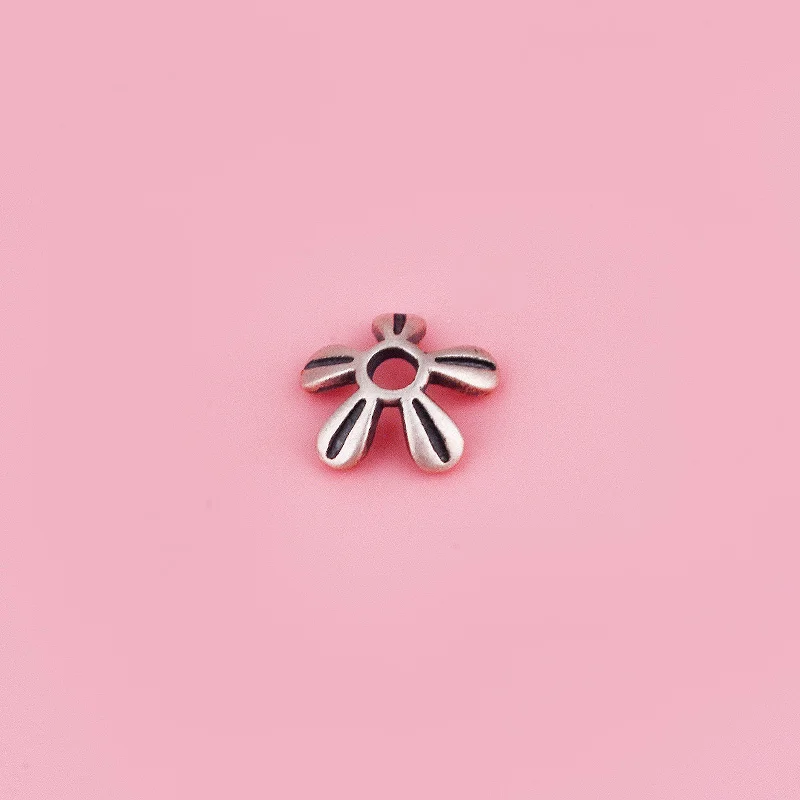 مجموعة زهور من الفضة النقية S925 سوار مصنوع يدويًا مطرز بخمسة بتلات فاصل مطرز بالفضة #3