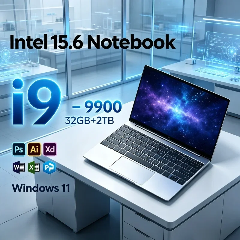 Portable 15.6 Inch 120Hz Windows 11 Laptop I9-9900 32GB RAM 1TB/2TB Large Storage 5000mAh Battery Business Household Computer