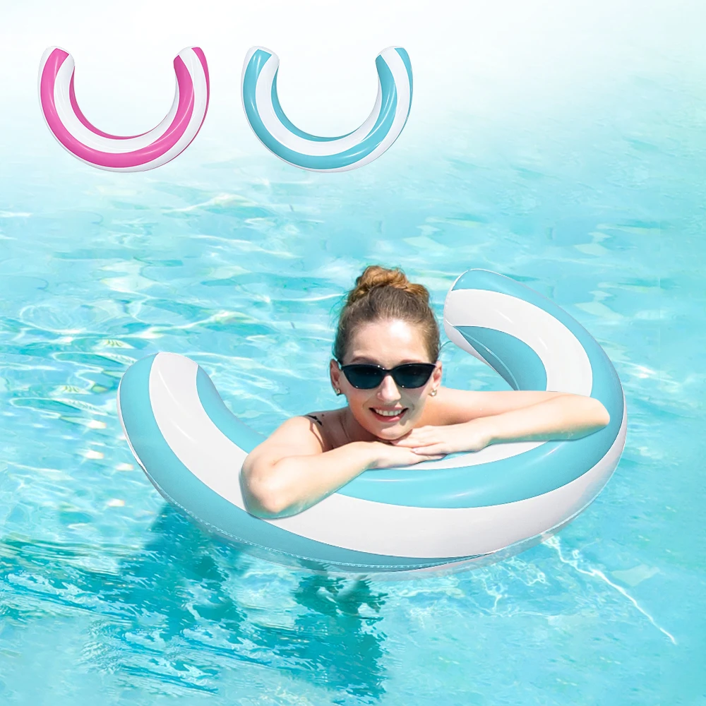 1 Stück PVC Aufblasbare U-förmige Pool-Schwimmhilfe, Gestreifter Wasser-Schwimmstab, Tragbare Schwimmende Pool-Liege für Erwachsene – Detail 6