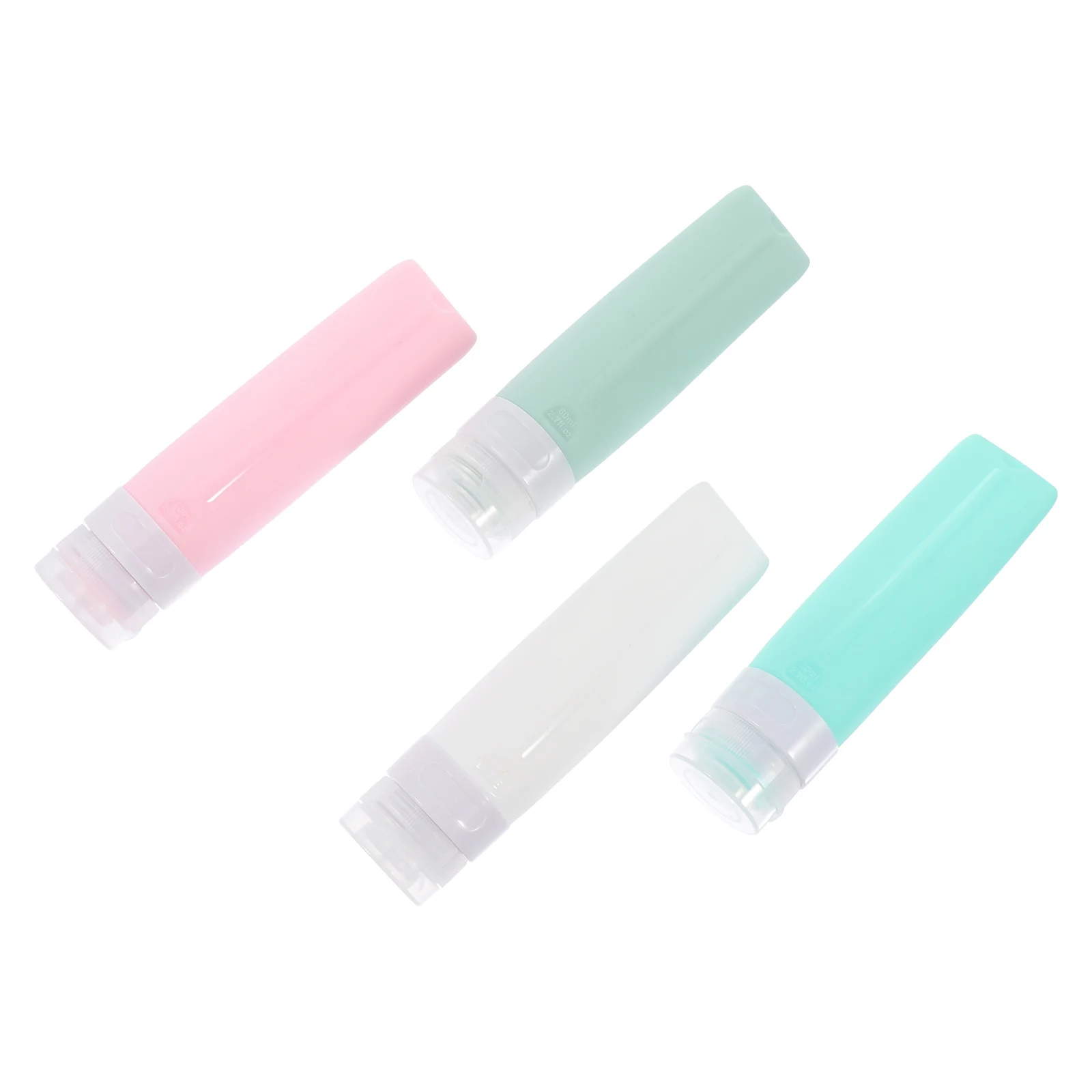 

4 Pcs Travel Toiletries Bottles Set Silicone Empty Reusable Shampoo Containers for Liquid Hand Soap Body Wash Hair Gel Camping