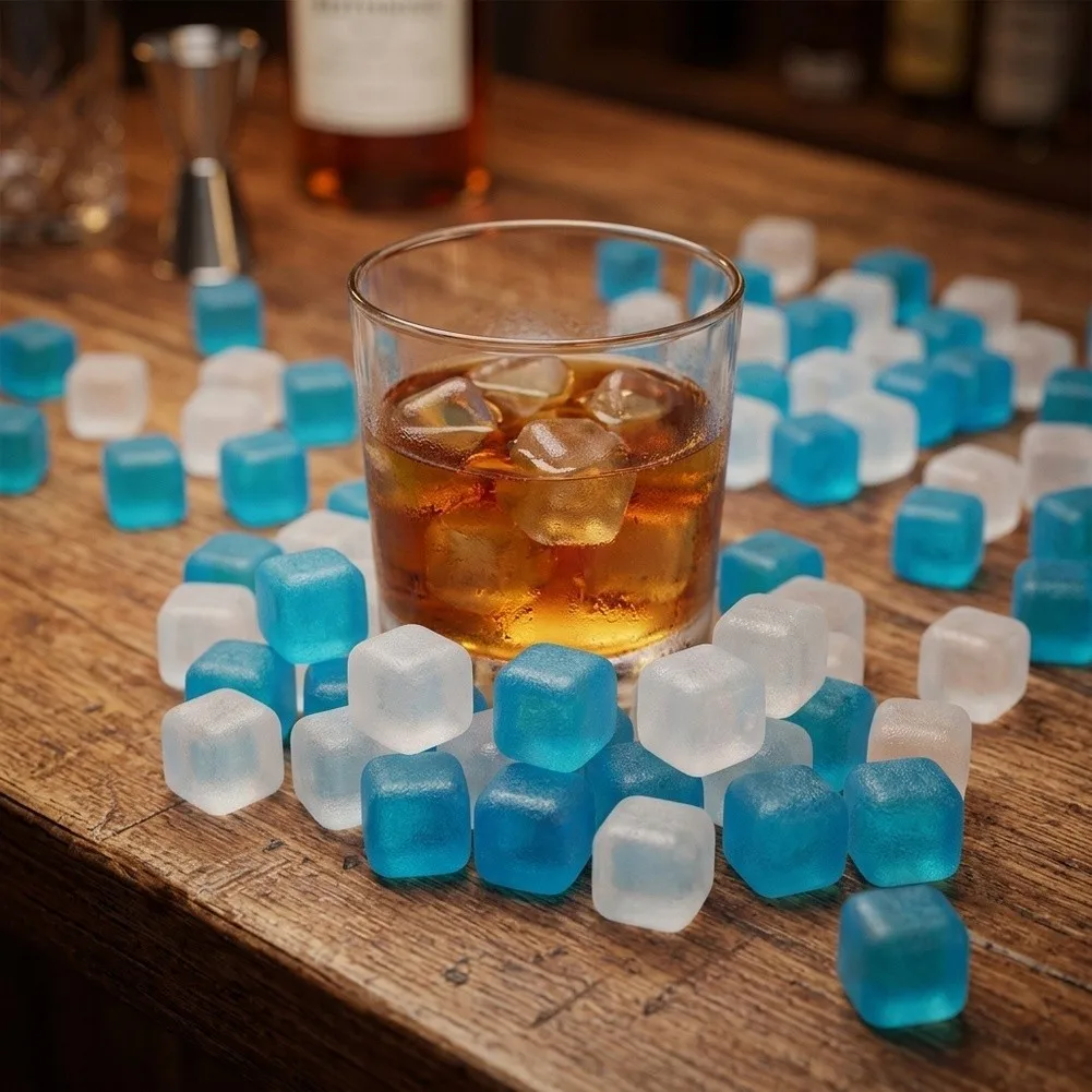 100pcs Reusable Plastic Ice Cubes PE Cooling Stones For Party Bar Commercial Home Use Fast Freezing Drink Gadgets