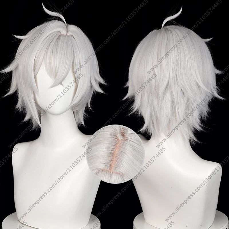 

Game Seth Lowell Cosplay Wigs 30cm Silver Short Wigs Heat Resistant Synthetic Hair