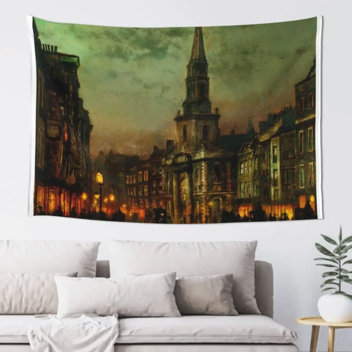 John Atkinson Grimshaw - Blackman Street London Tapestry Decoration Bedroom Room Ornaments Anime Decor Tapestry