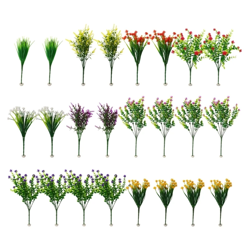 

C63B 24 Bundles Artificial Flower Indoor and Outdoor UV Resistant Flower Plant Decorations Basket Backyard Garden