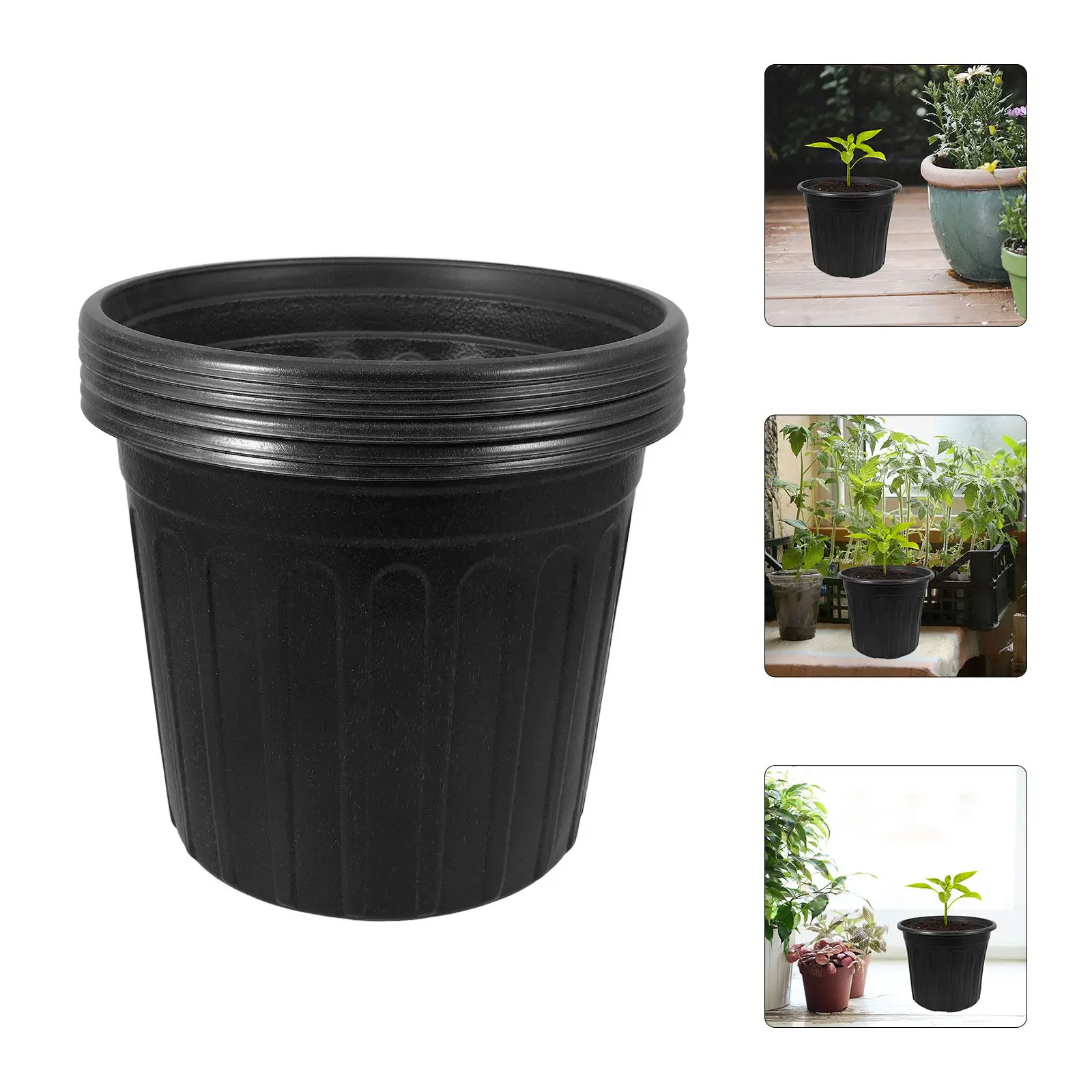 6Pcs Black Plastic Nursery Pots Thick Round Planter Container for Succulents Flower Planting Garden Seedlings Garden Pots