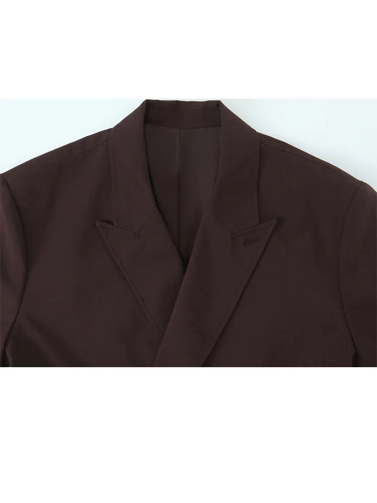 HH Abito da donna in 2 pezzi solido moda colletto rovesciato bottone cintura a maniche lunghe decorare giacca + pantaloni a pieghe con orlo tascabile estivo