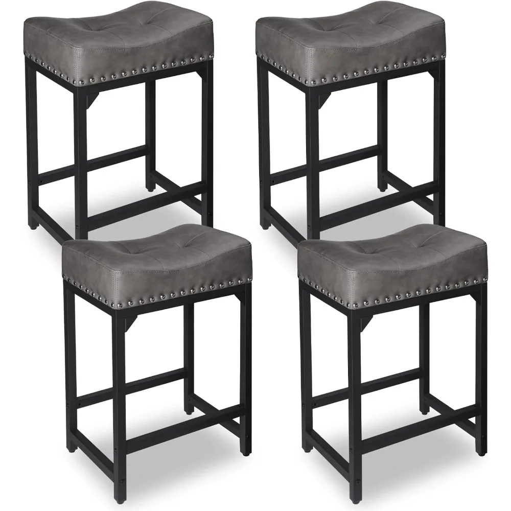 Counter Height Bar Stools Set of 4, Stools for Kitchen Island Set of 4, 24 Inch Counter Height Stools Saddle Barstools