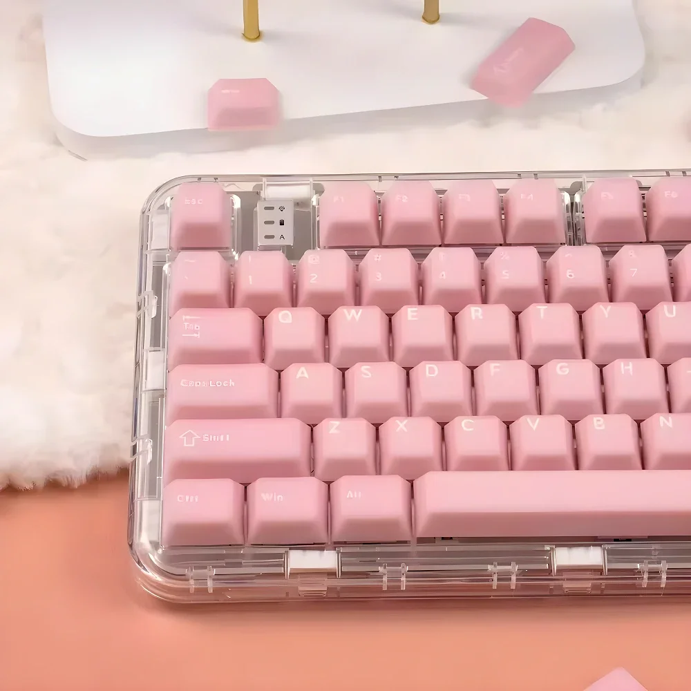 Hanyu Cherry Keycap Set PBT 162 Keys 2-color Translucent White Pink Cyan for 60/64/84/98/108 Mechanical Keyboard Wooting