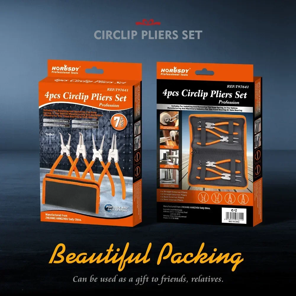 4 قطعة 7 "حكام الربيع كماشة الداخلية الخارجية كماشة الاحتفاظ مقاطع الكربون الصلب متعددة الوظائف المفاجئة حلقة أدوات يدوية