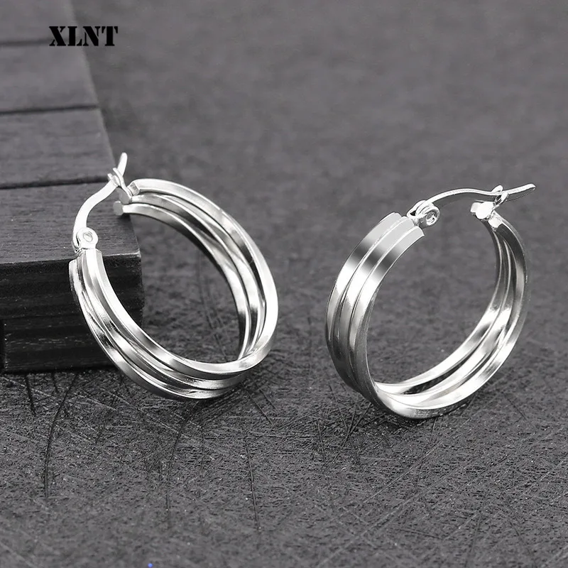 XLNT Trendy Fashion Elegant Hoop Earring Woman 2019 New Vintage Gold Color Cheap korean Statement Earrings Accessories brincos