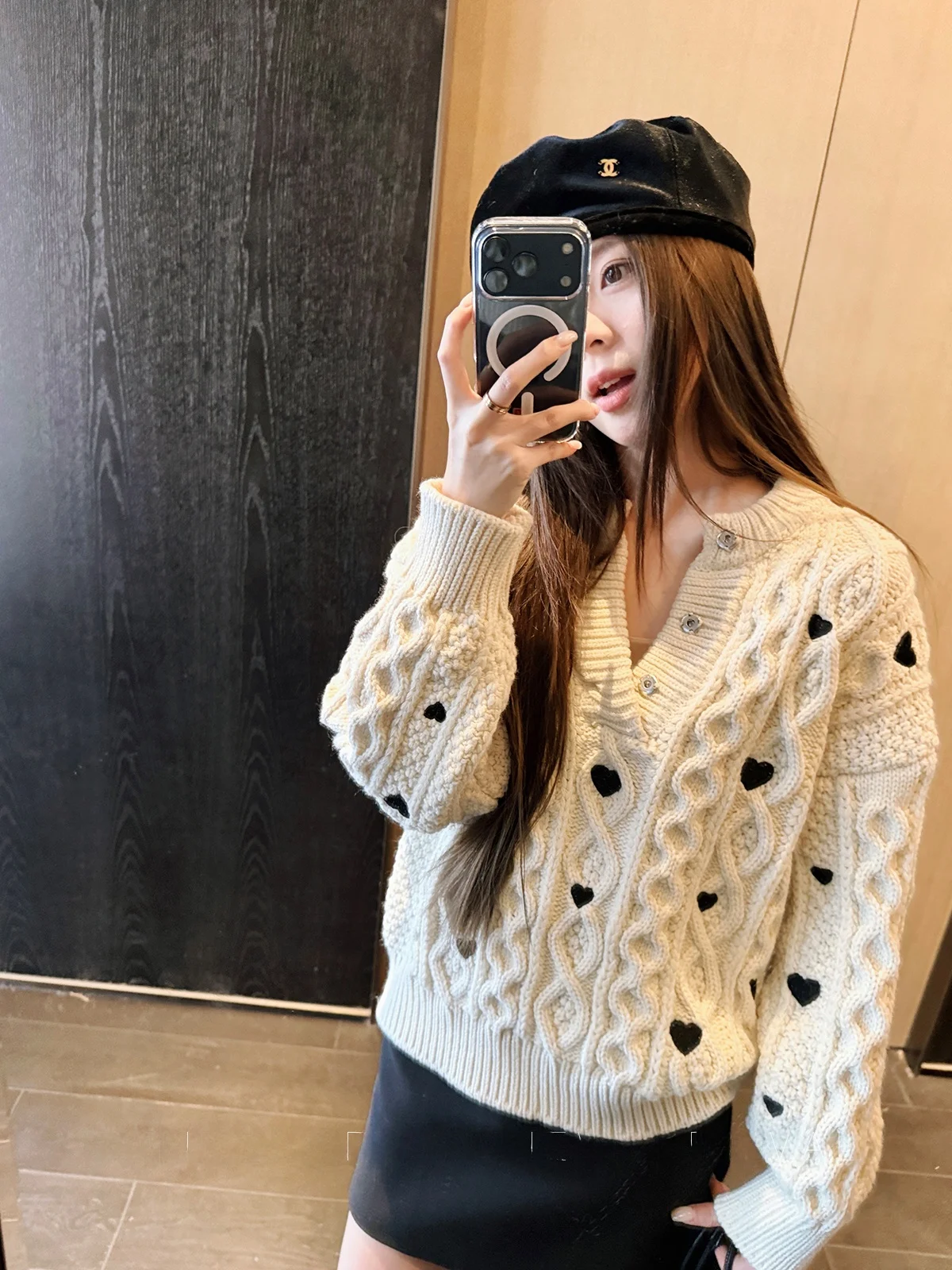 

Утепленное вязаное пальто-кардиган женское с V-образным вырезом, узором «Сердце», белое, повседневное, свободного кроя, с длинными рукавами, теплое верхнее пальто