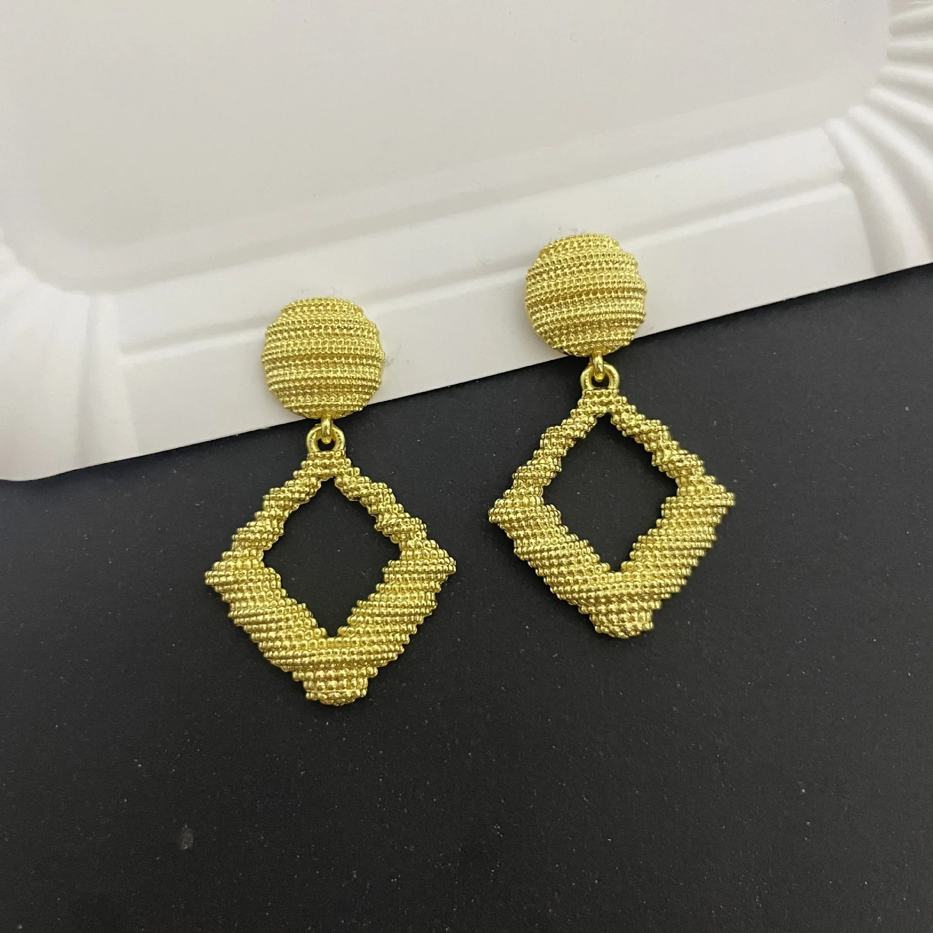 Geometric Nigeria Women's Big Earrings Dubai Gold Plated Earrings Bridal Wedding African Jewelry