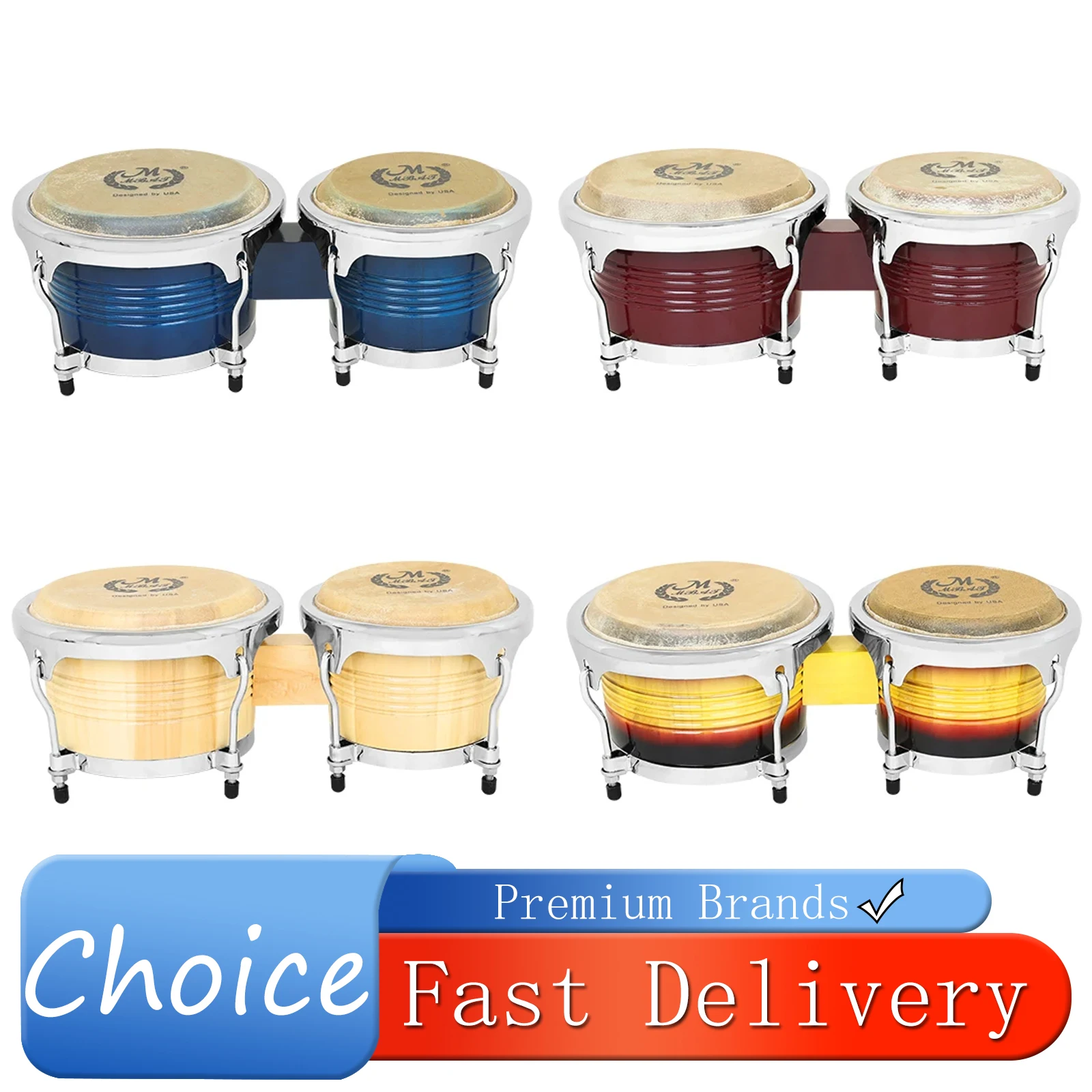 

M MBAT 7 + 9 дюймов Bongo барабаны дуб + алюминиевый сплав + кожа буйвола водный барабан из кожи буйвола безопасные ударные инструменты барабаны
