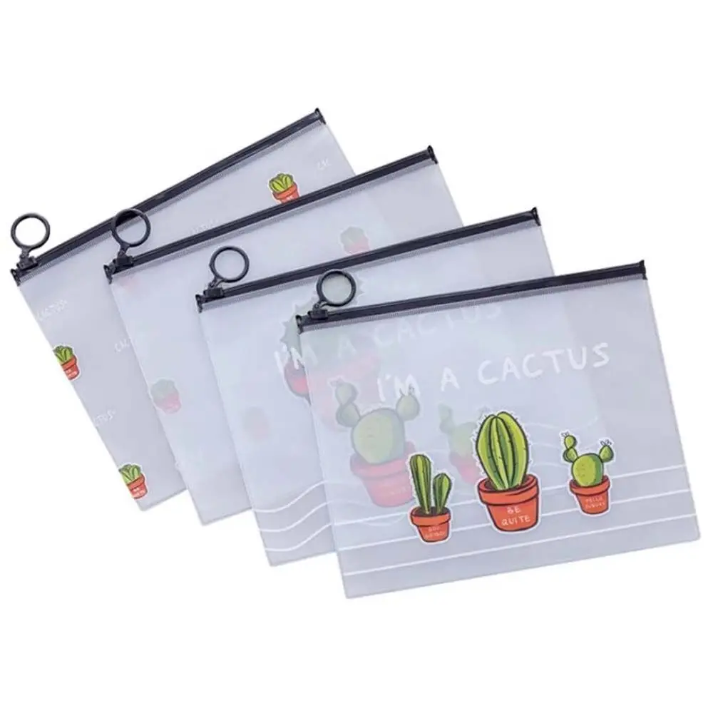 Wash Kit Transparent Cosmetic Bag Stationery Travel Case Storage Pouch Cactus Scrub Bag Pencil Case Document Bag File Folder