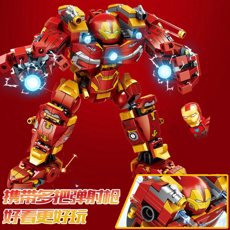 Bloques de construcción de la batalla de Wakanda para niños, juguete de ladrillos para armar Super Hulkbuster, serie película de héroes clásicos,