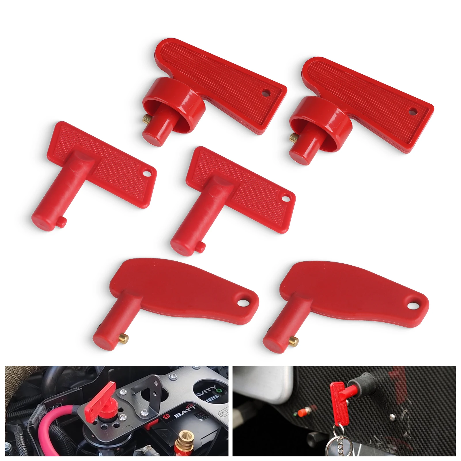 

CNSPEED 1 Pair Battery Cut Off Isolator Kill Switch With Spare Keys For Car Boat Rally Truck RV Caravan Copper Metal ABS