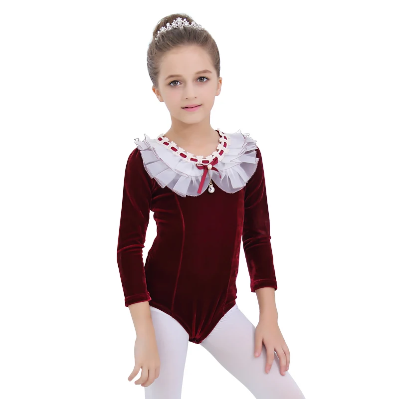 

Leotards for Girls Autumn-Winter Velvet Dance Costume Long-Sleeved Jumpsuit Leotard Artistic Skating Dresses leotard gymnastics