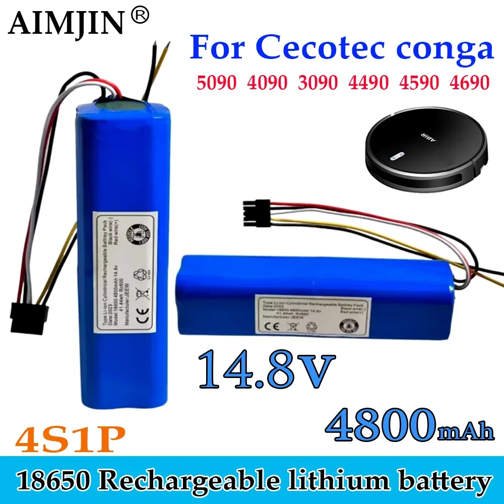 

4s2p 18650 14.8V 14.4V 4800mAH New Lithium ion Battery For CECOTEC CONGA 4090 4490 4690 4590 Robot Vacuum Cleaner