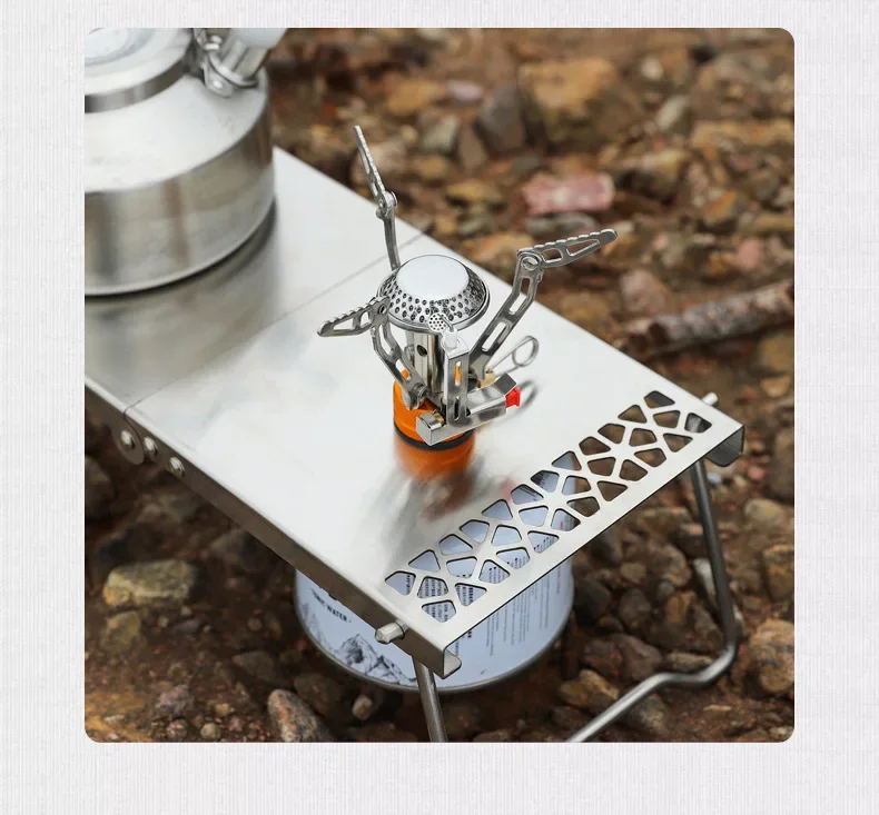 Outdoor Ofen Kopf Klapptisch Camping Zubehör Edelstahl Tragbare Tee Tisch Mehrzweck Spleißen Grill Tisch – Detail 4