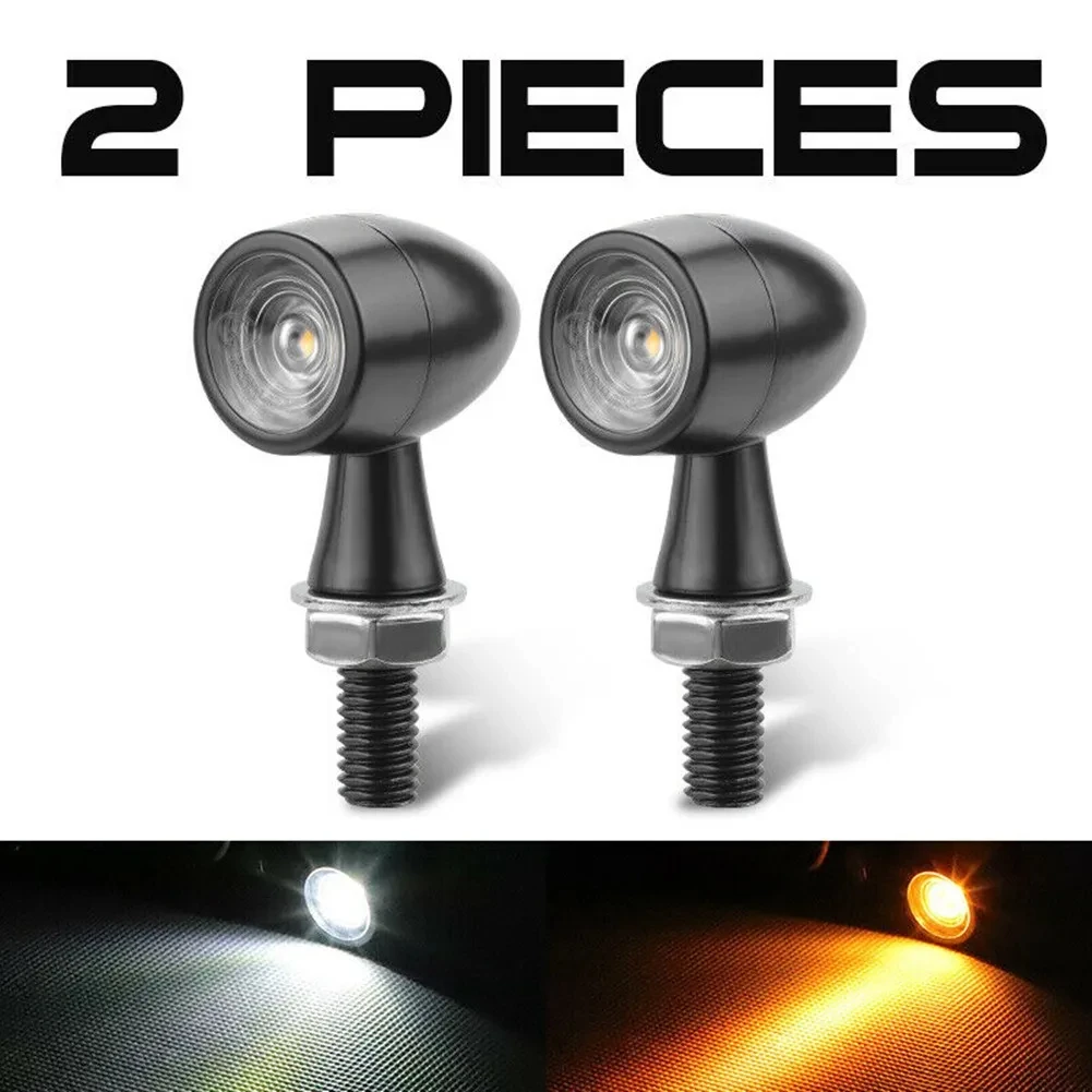 2pcs Motorcycle LED Turn Signal Light Metal Retro Mini Indicator Signal Light,For Mos Off-road Vehicle Dirt Bike Street Bike