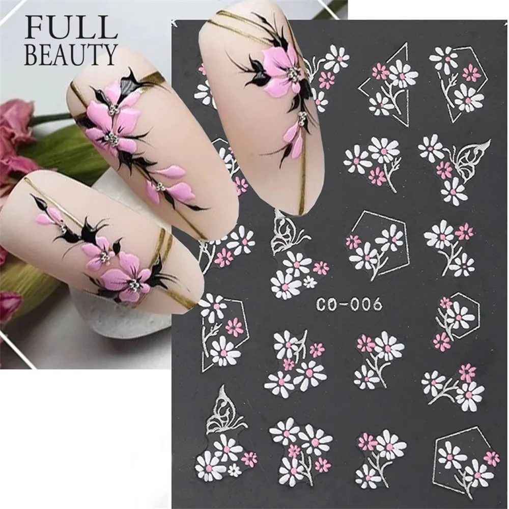 Easy To Operate Nail Decoration Stickers 5d Relief Manicure Tools Waterproof And Durable Nail Sticker Daisy New Patch Design