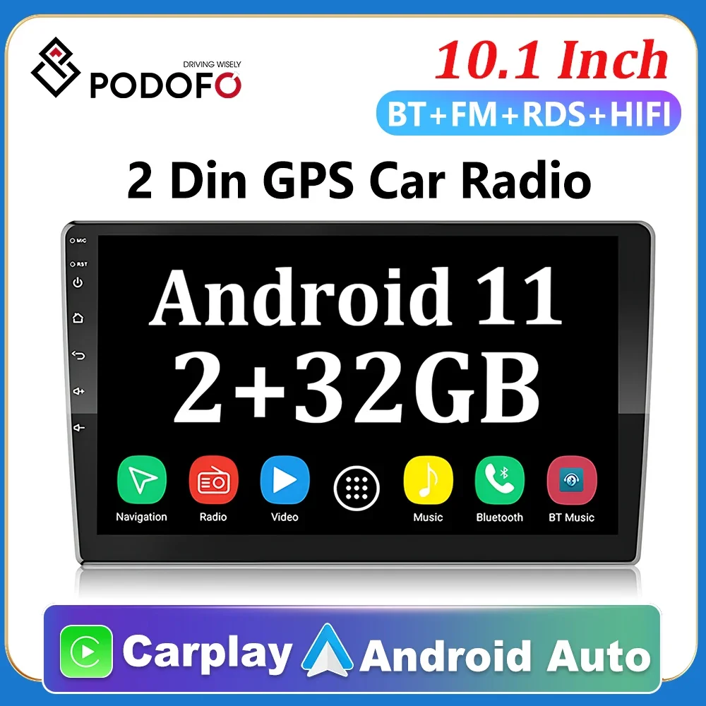 Podofo 2din Car Android Radio Carplay Multimedia Player 7/9/10\