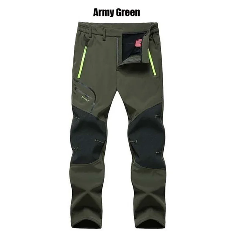 

2021 Winter Men Cargo Pants Elastic Waist Travel Softshell Trousers Waterproof Windproof Thermal Men's Warm Woman Men's Trousers